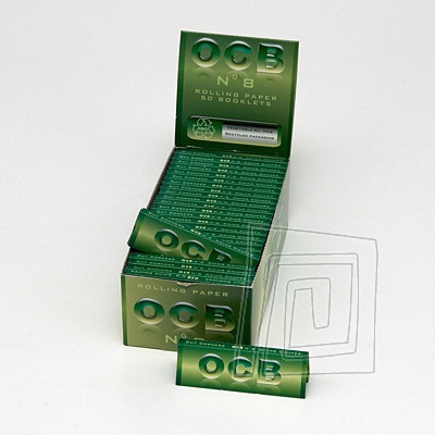 Extra tenk konopn cigaretov papieriky OCB 8. Vekos 1, 1/2. Box 50 ks.