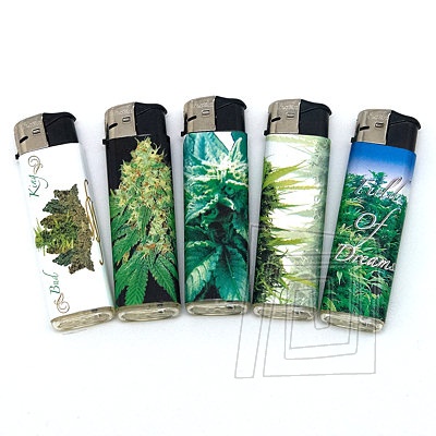Balenie 10 kusov plynovch plnitench zapaovaov s obbenmi motvmi rastliny cannabis - Fuck Buds.