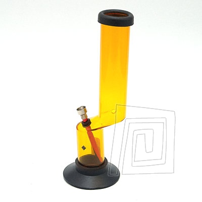 Jednoduch bongo z tvrdenho plastu so zsobnkom na ad v tvare zahnutia valca. Typ Bongo acrylic Snake I. 30 cm, lt farba.