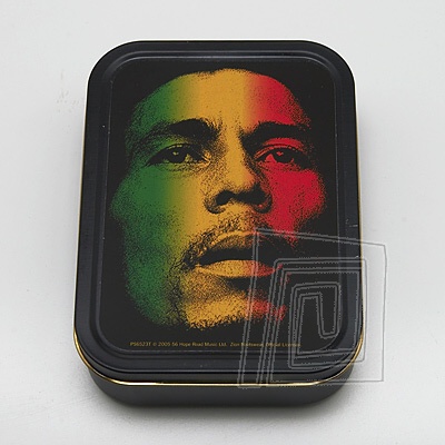 Vek plechov krabika s tvrou Boba Marleyho. Typ Box Large C Bob Marley Rasta.