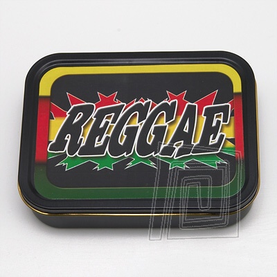 Vek plechov krabika s npisom Reggae na pozad rasta vlajky. Typ Box Large J Reggae.