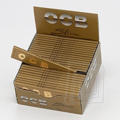 Zlat edcia obbench papierikov OCB Premium Slim Gold. King size. Box 50 ks.