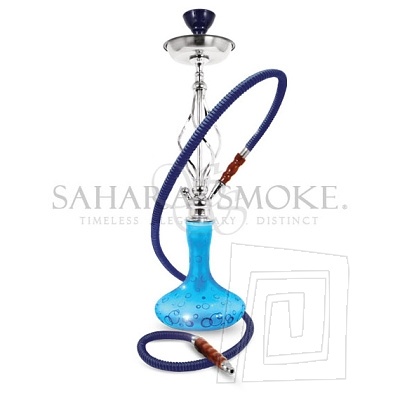 Atraktvna vodn fajka Sahara Smoke Bubble v modrej farbe. V balen spolu s korunkou Vortex, v preveden s jednou hadicou.