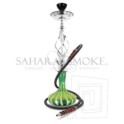 Neopakovaten vodn fajka Sahara Smoke, typ Candy Stripe. V balen s korunkou Vortex. Jednohadicov, vka 60 cm, zelen farba.
