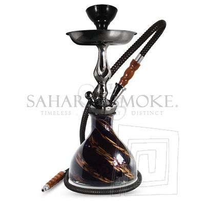 Luxusn vodn fajka Sahara Smoke Pandora, jednohadicov, ierno-zlat, s korunkou Vortex