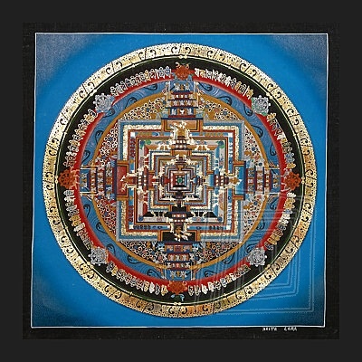 Tibetsk mandala thanka maovan na pltne. Kalachakra - obraz makrokozmu. Typ I.
