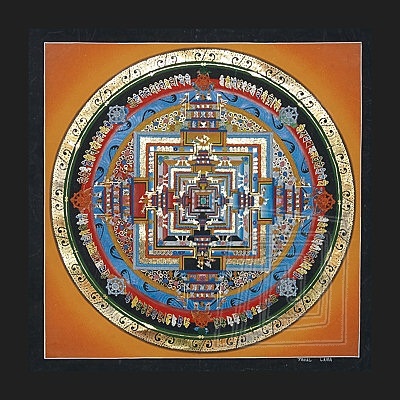 Tibetsk mandala thanka rune maovan na pltne. Kalachakra - obraz makrokozmu. Typ III.