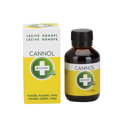 Konopn olej Cannol 100 ml. Masny, kpeov a vlasov olej na cel telo. Vyroben z bio konope.