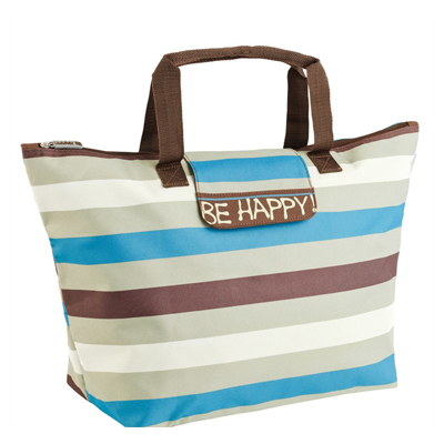 Nkupn taka Be Happy foldable shopper Stripes blue