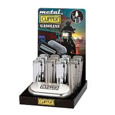 Benznov zapaova Clipper Lighter Metal Gasoline Silver BOX 12ks